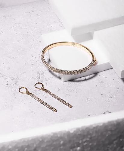 DKNY Ombre Pave Bangle Bracelet - Gold & Silver-Tone with Crystals - Women's Bracelet with Box & Tongue Closure - Great Gift for Women