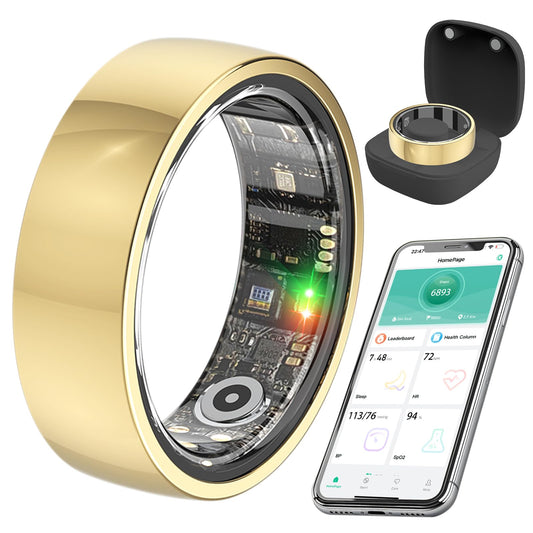Smart Health Ring for Women Men,Fitness Rings Tracker with Blood Pressure Monitor Heart Rate Blood Oxygen Sleep Monitor IP68 Waterproof Step Counter Calorie Tracker Health Rings for Android iOS Phones