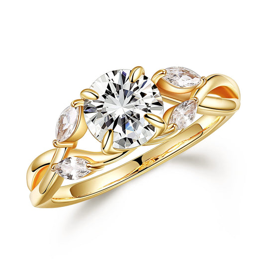 MOOSEA 1.2ct Willow Moissanite Anniversary Rings for Her, D Color VVS1 Clarity Lab Created Moissanite Rings 925 Sterling Silver Solid Twig Moissanite Engagement Rings for Women Wedding Rings Gifts