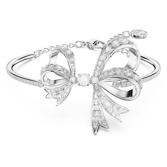 SWAROVSKI Volta Bangle Bracelet, Large Bow-Inspired Design on a Rhodium Finished Band, Part of the Volta Collection