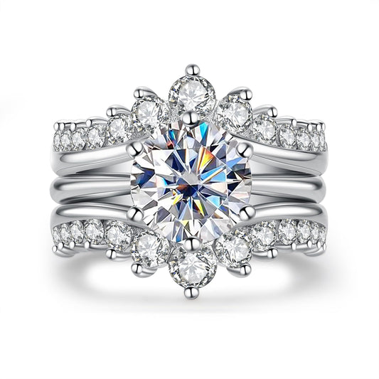 AnuClub Moissanite Engagement Rings Bridal Set 4.52cttw D Color VVS1 925 Sterling Silver Wedding Promise Ring for Women with Certificate Size 6