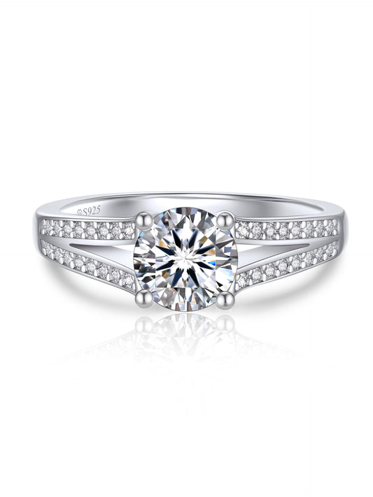 MomentWish Promise Rings for Her, Moissanite Engagement Ring for Women,1Carat Simulated Diamond Ring 925 Sterling Silver Accent Rings, Anniversary Statement Ring-Size6