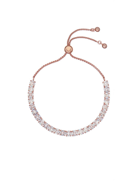 Ted Baker London Melrah Icon Crystal Slider Adjustable Tennis Bracelet for Women (Rose Gold Tone)